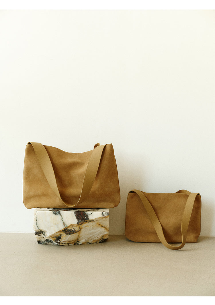 Suede Tote Bag with Detachable Inner Pouch