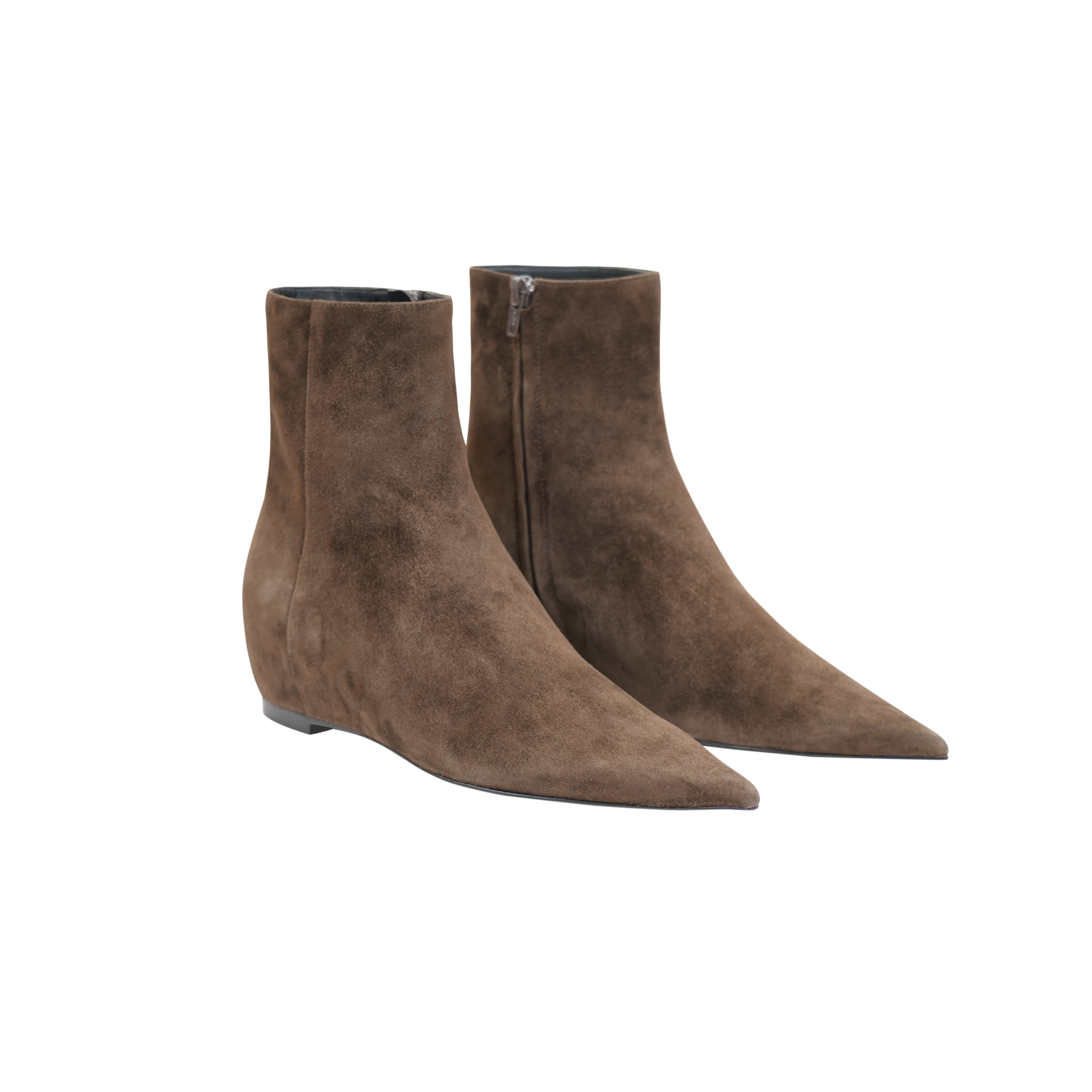 Classic Vintage Mahogany Edge-Trimmed Full-Grain Leather Pointed-Toe Chelsea Ankle Boots with Hidden Lift Stitch Design