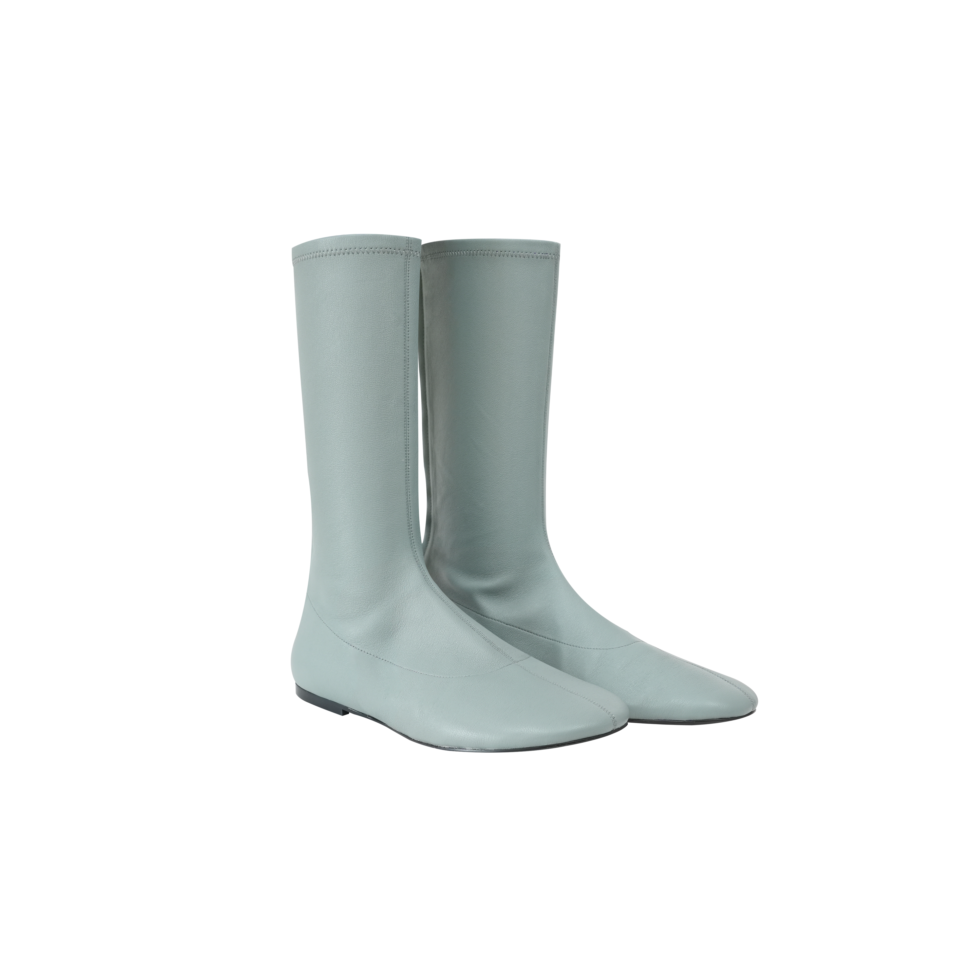 Elastic Sheepskin Round-Toe Mid-Calf Boots, Niche Stackable Flat Fashion Boots, Sock Boots