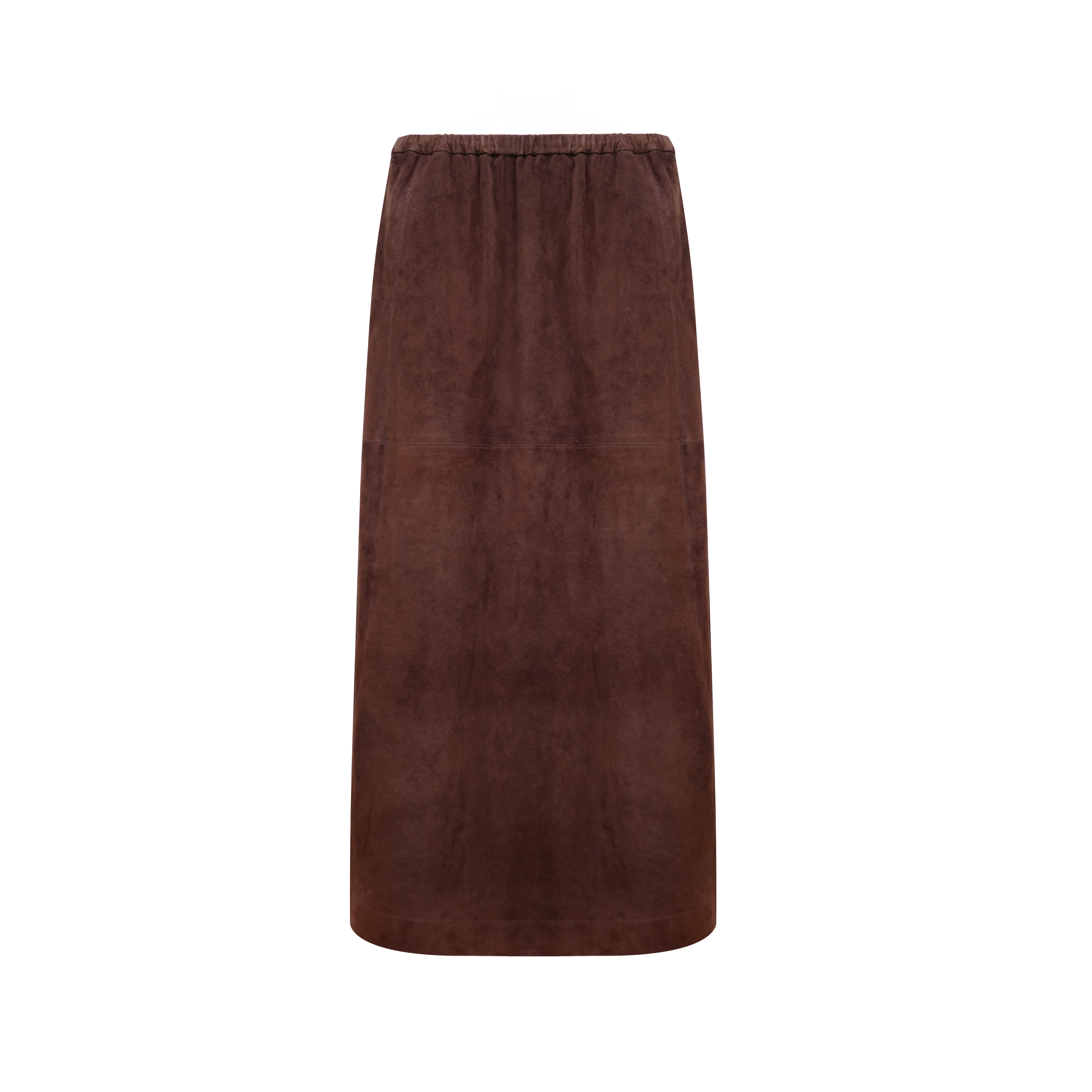 Runway Edition Spanish Lamb Suede Elastic Waist Umbrella-Shaped Midi Skirt