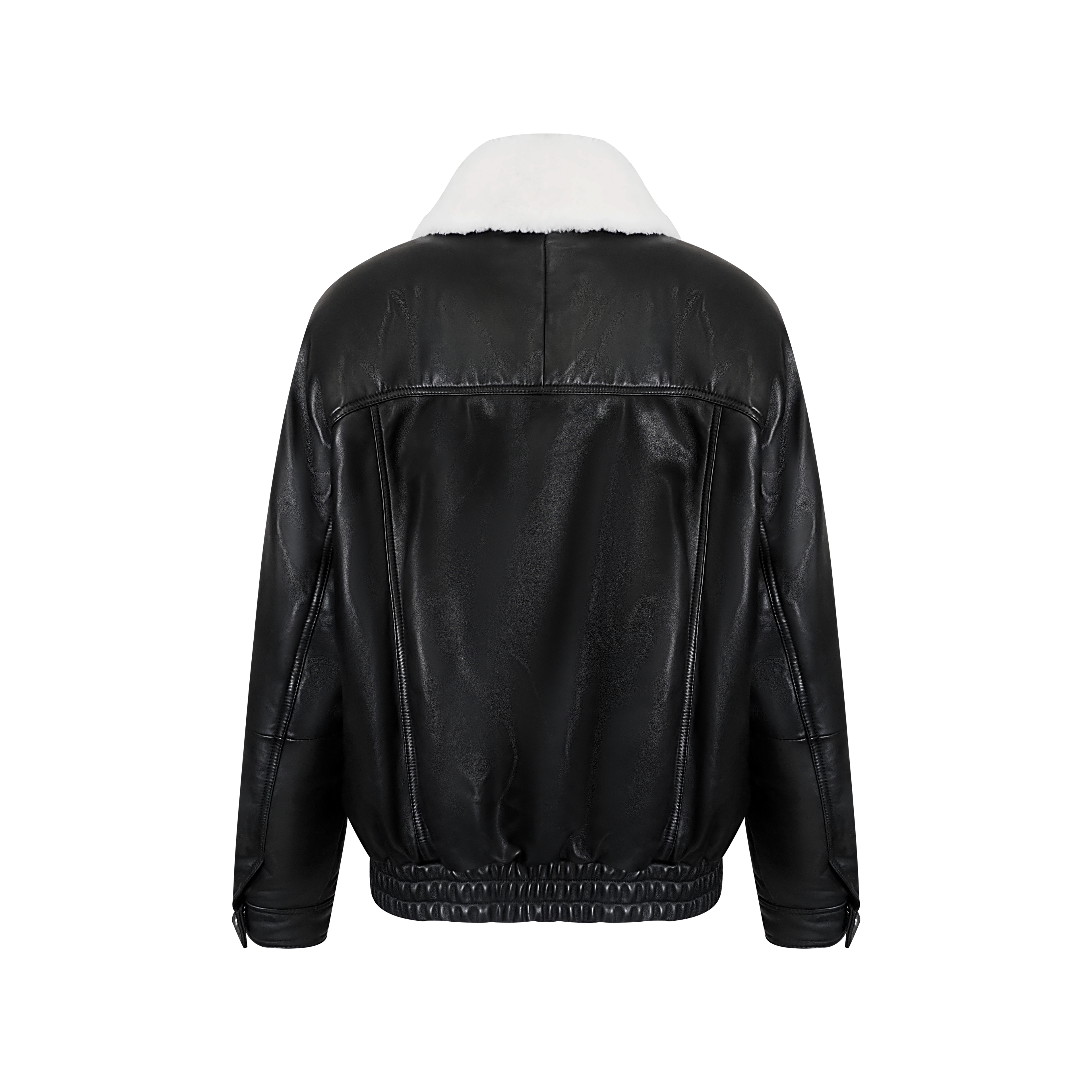 Sheepskin White Goose Down Removable Shearling Fur Collar Leather Coat & Down Jacket