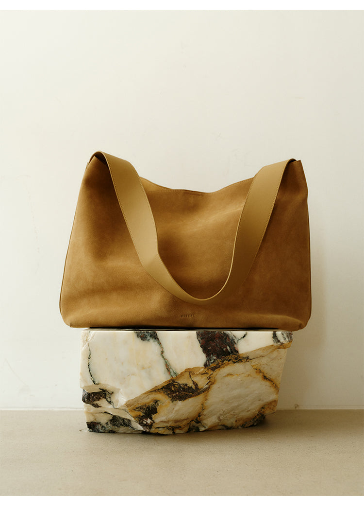 Suede Tote Bag with Detachable Inner Pouch