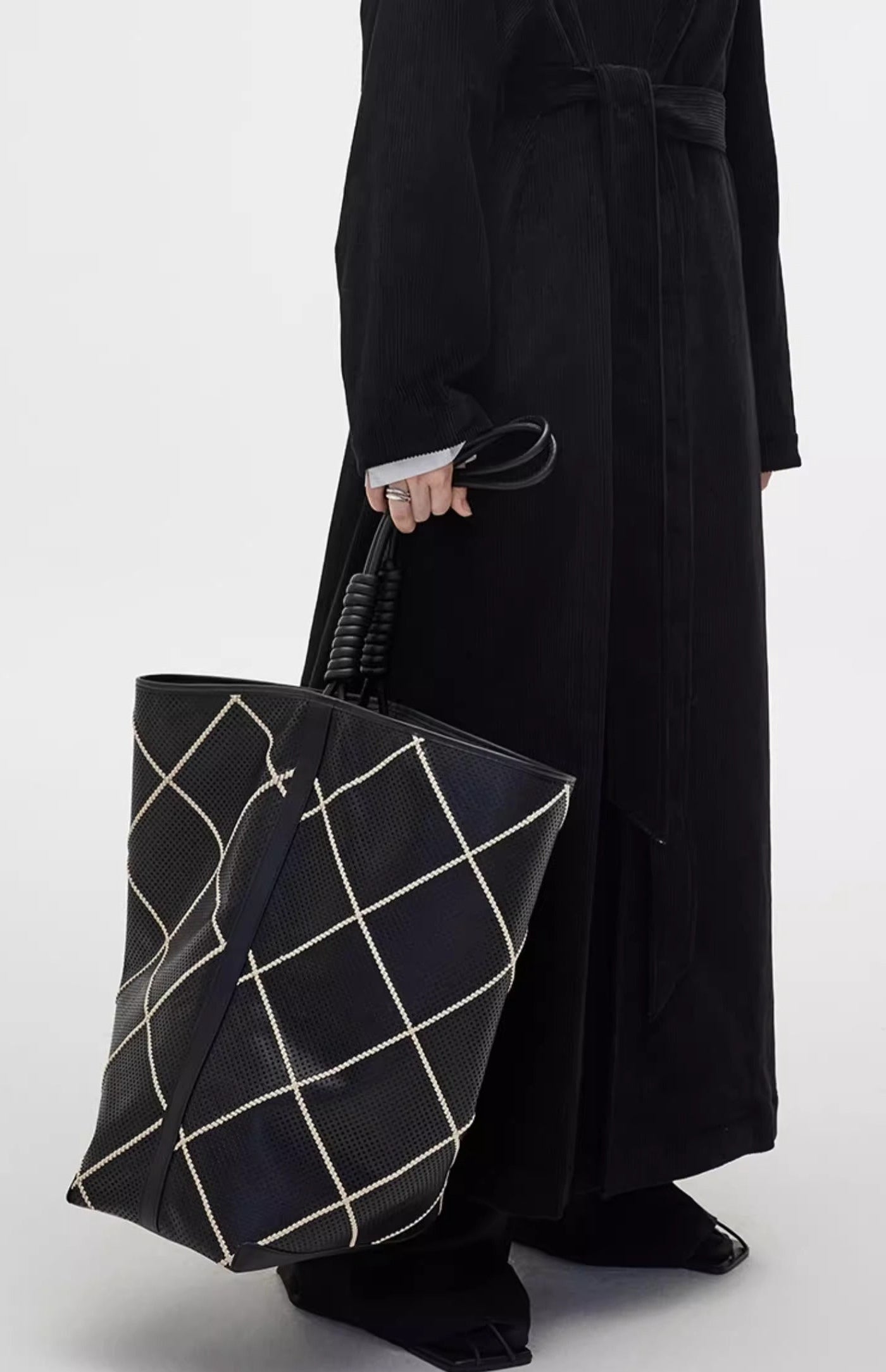 Limited Edition Black & White Woven Bucket Bag