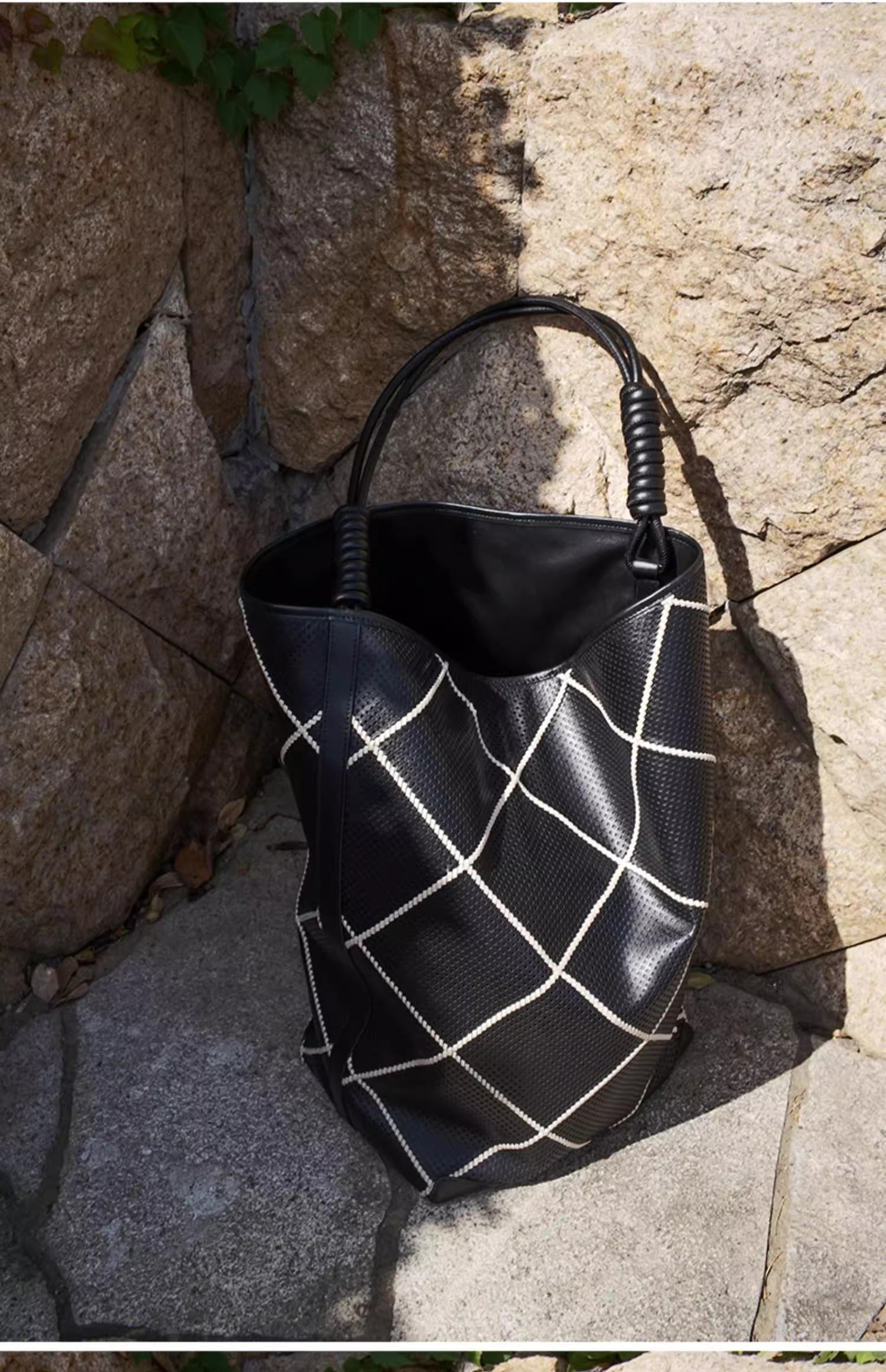 Limited Edition Black & White Woven Bucket Bag
