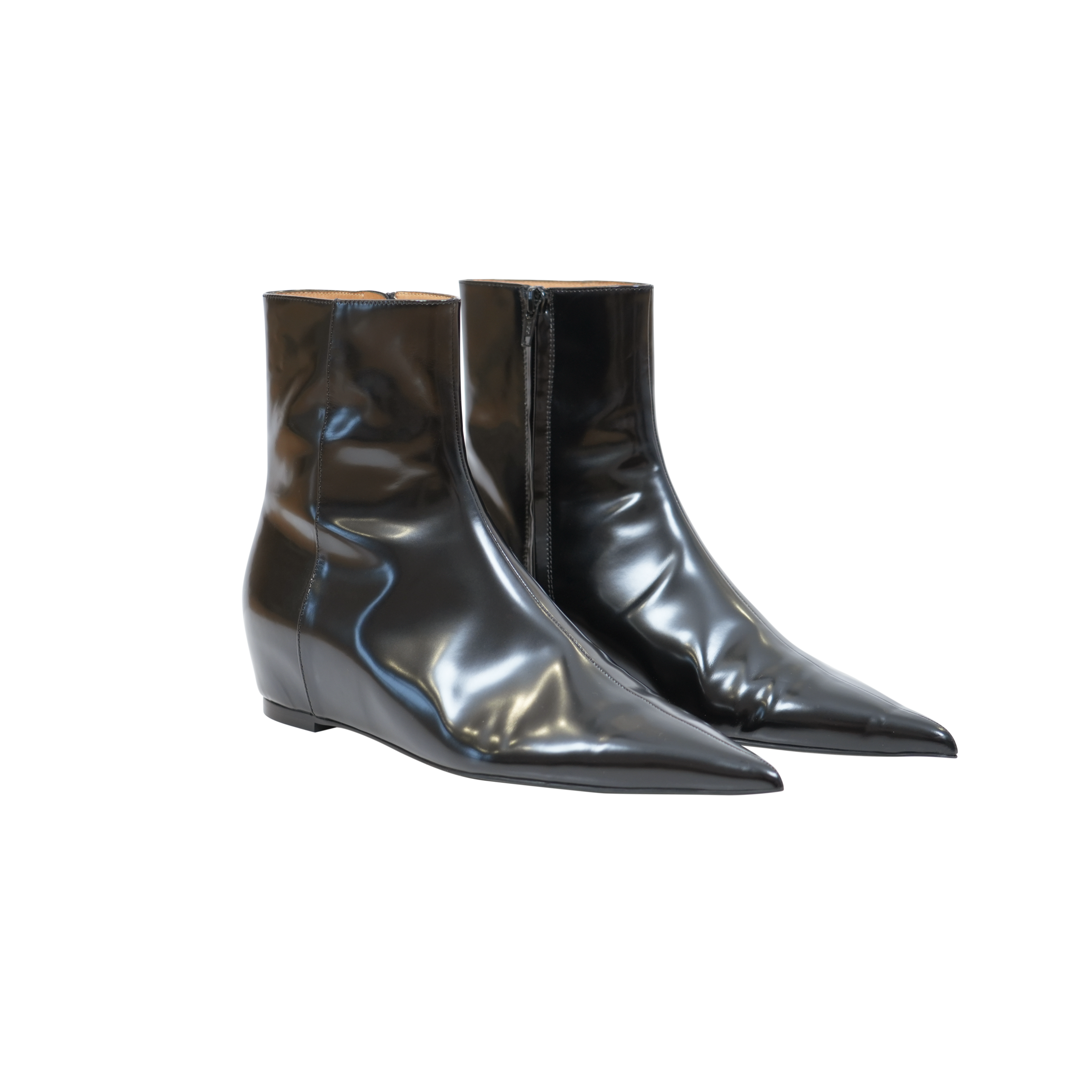 Classic Vintage Mahogany Edge-Trimmed Full-Grain Leather Pointed-Toe Chelsea Ankle Boots with Hidden Lift Stitch Design
