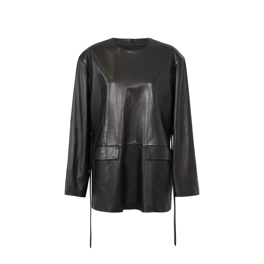 Spanish Lambskin Classic Wide-Shoulder Pullover Oversized Leather Jacket