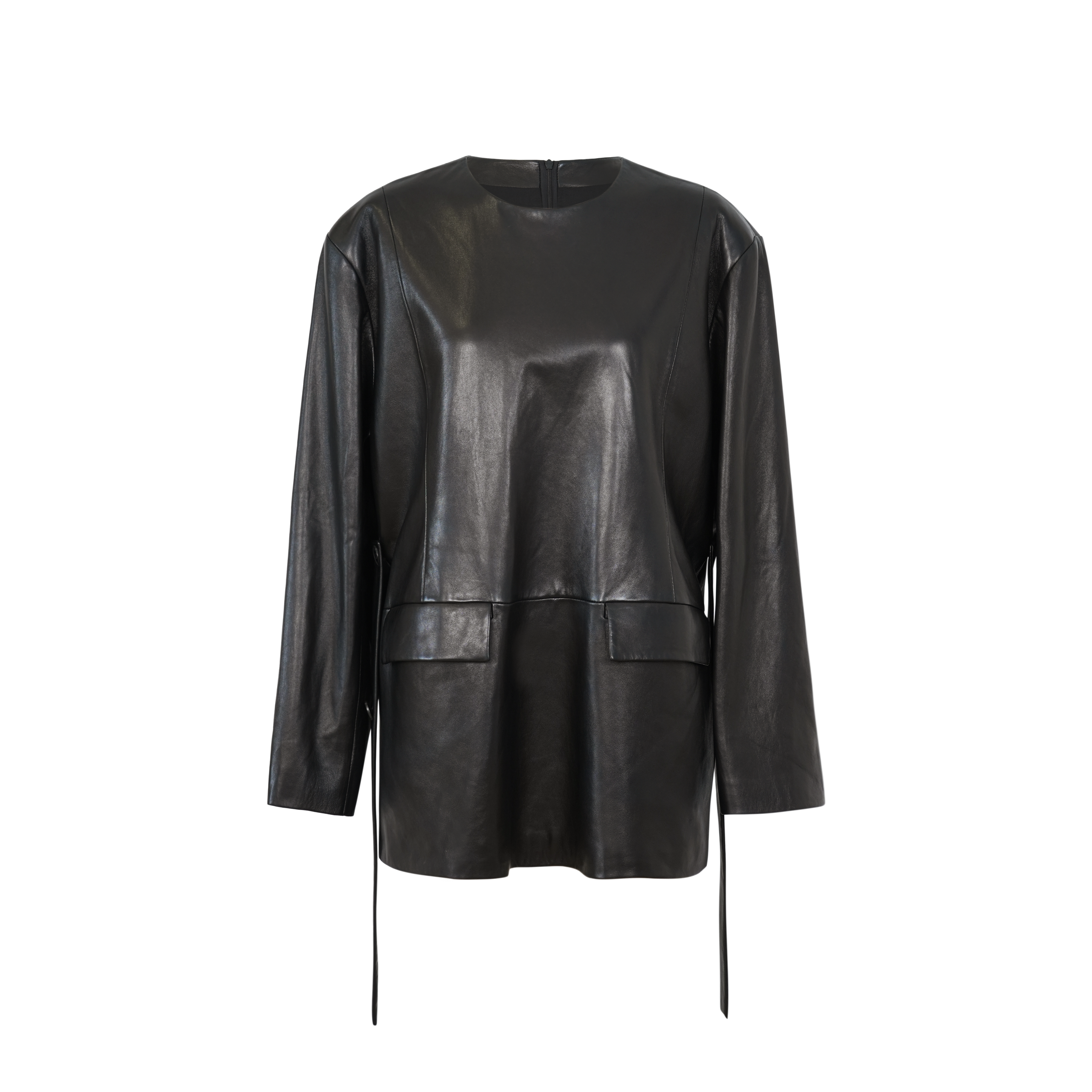 Spanish Lambskin Classic Wide-Shoulder Pullover Oversized Leather Jacket