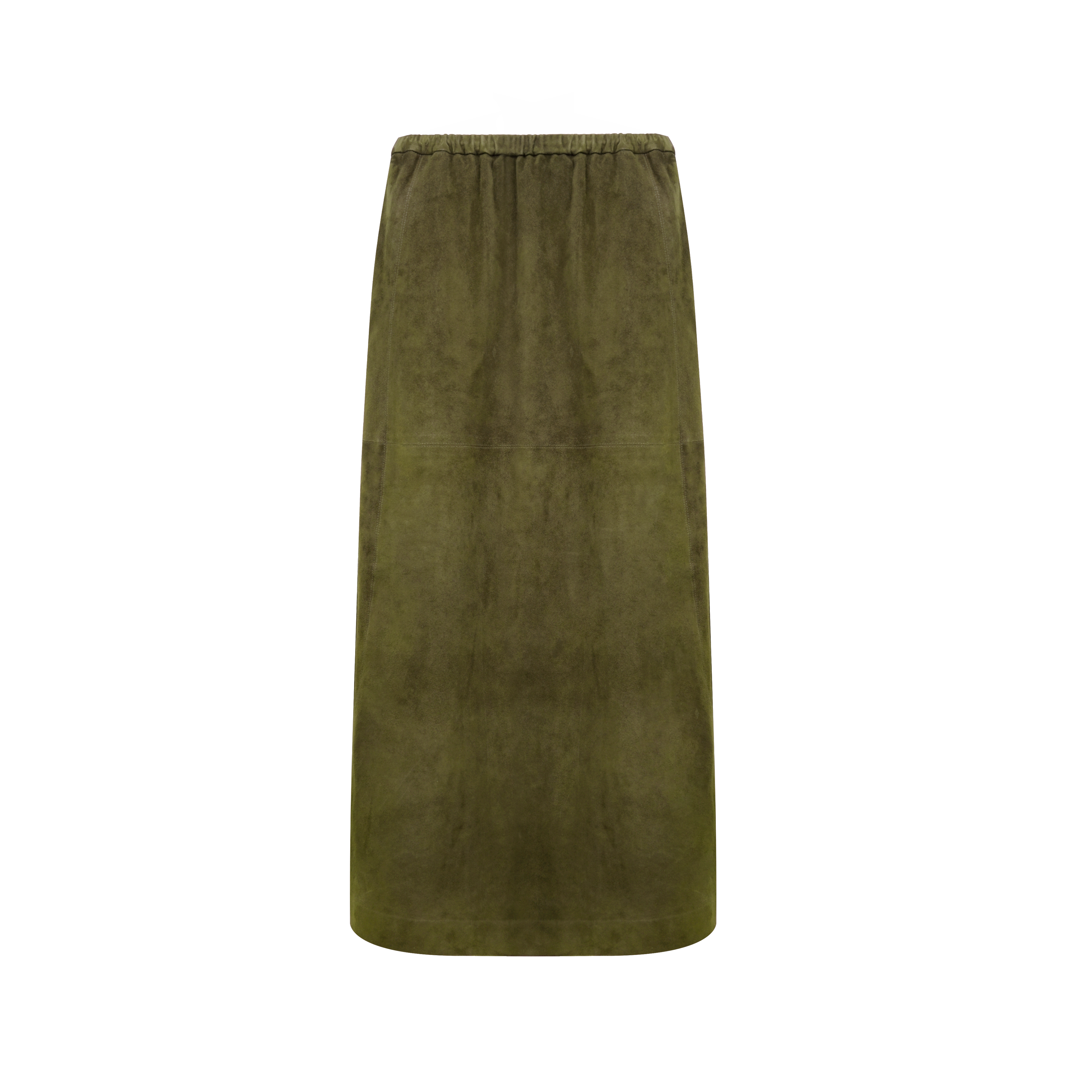 Runway Edition Spanish Lamb Suede Elastic Waist Umbrella-Shaped Midi Skirt