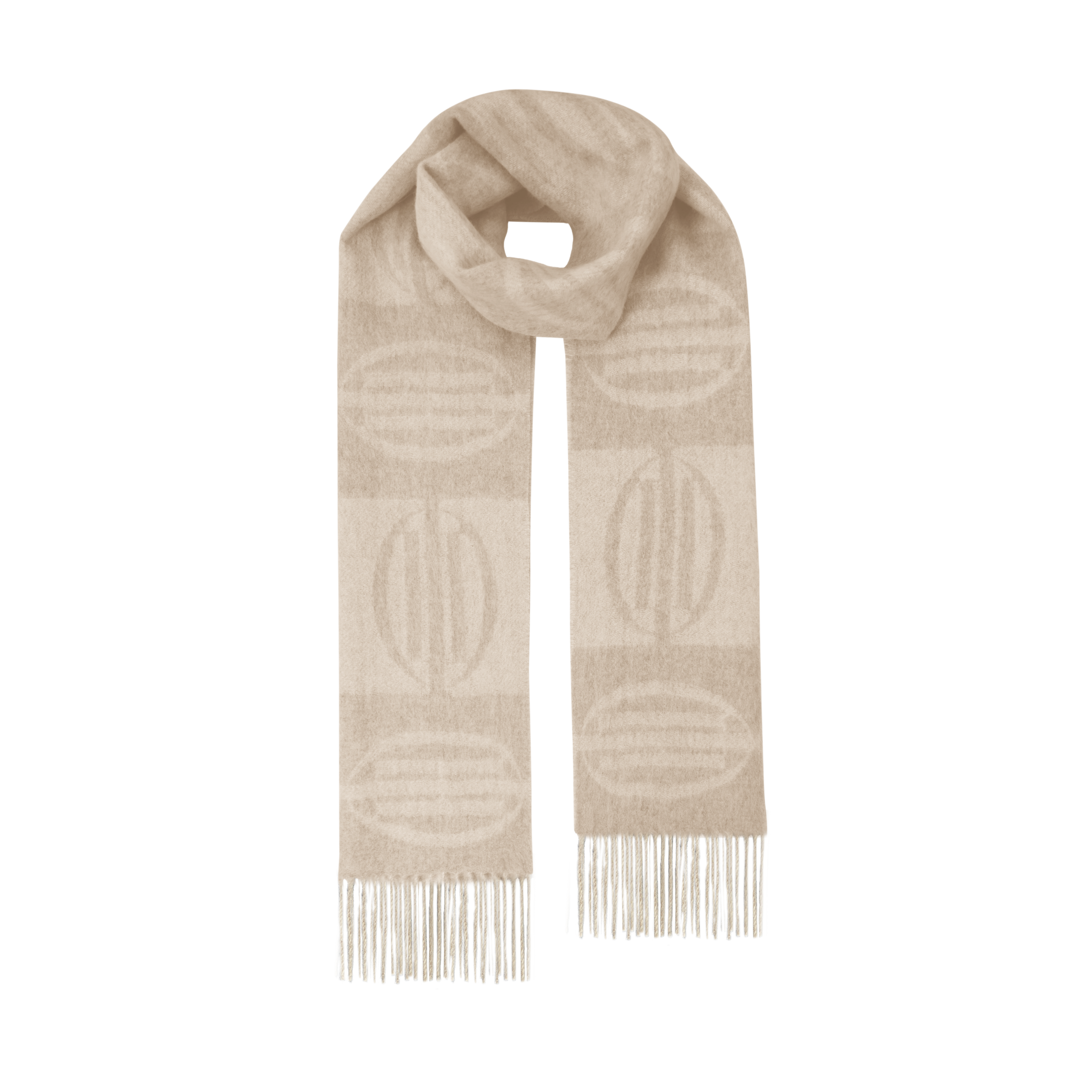 Alpaca Wool Logo Collection Undyed Mélange Fringe Double-Sided Two-Tone Scarf