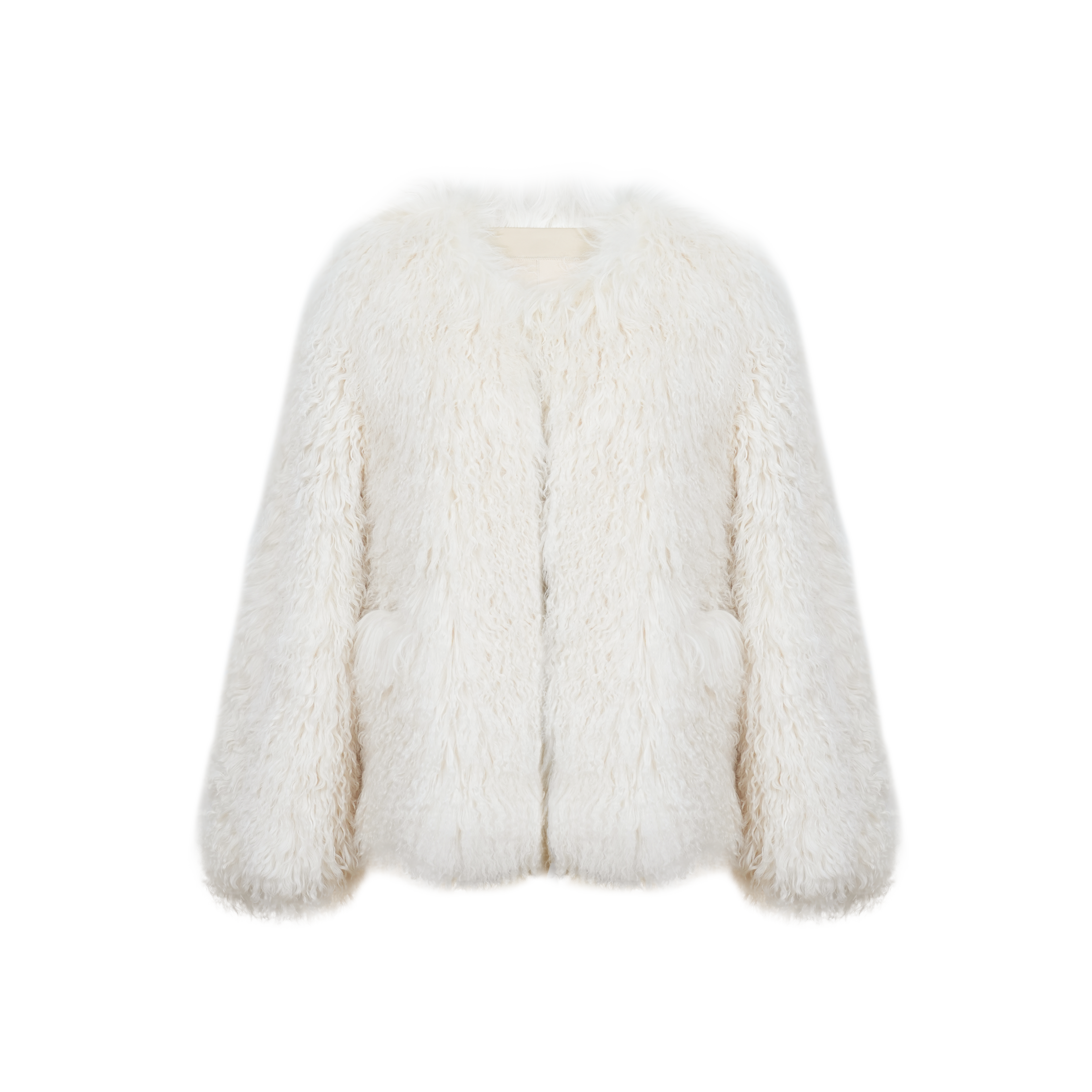 新西兰长毛羊羔毛环保未染色皮毛一体短款毛毛外套