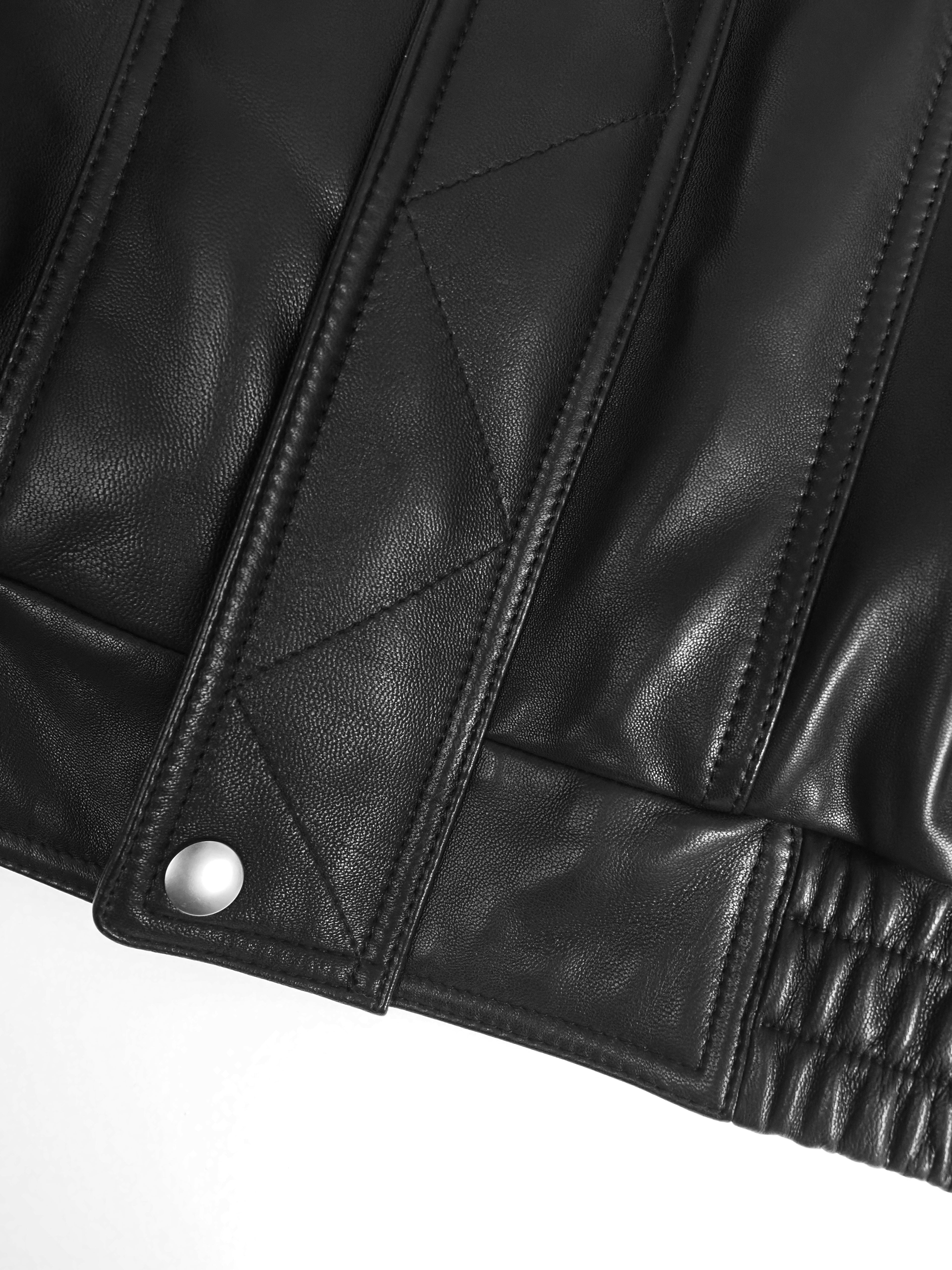 Sheepskin White Goose Down Removable Shearling Fur Collar Leather Coat & Down Jacket