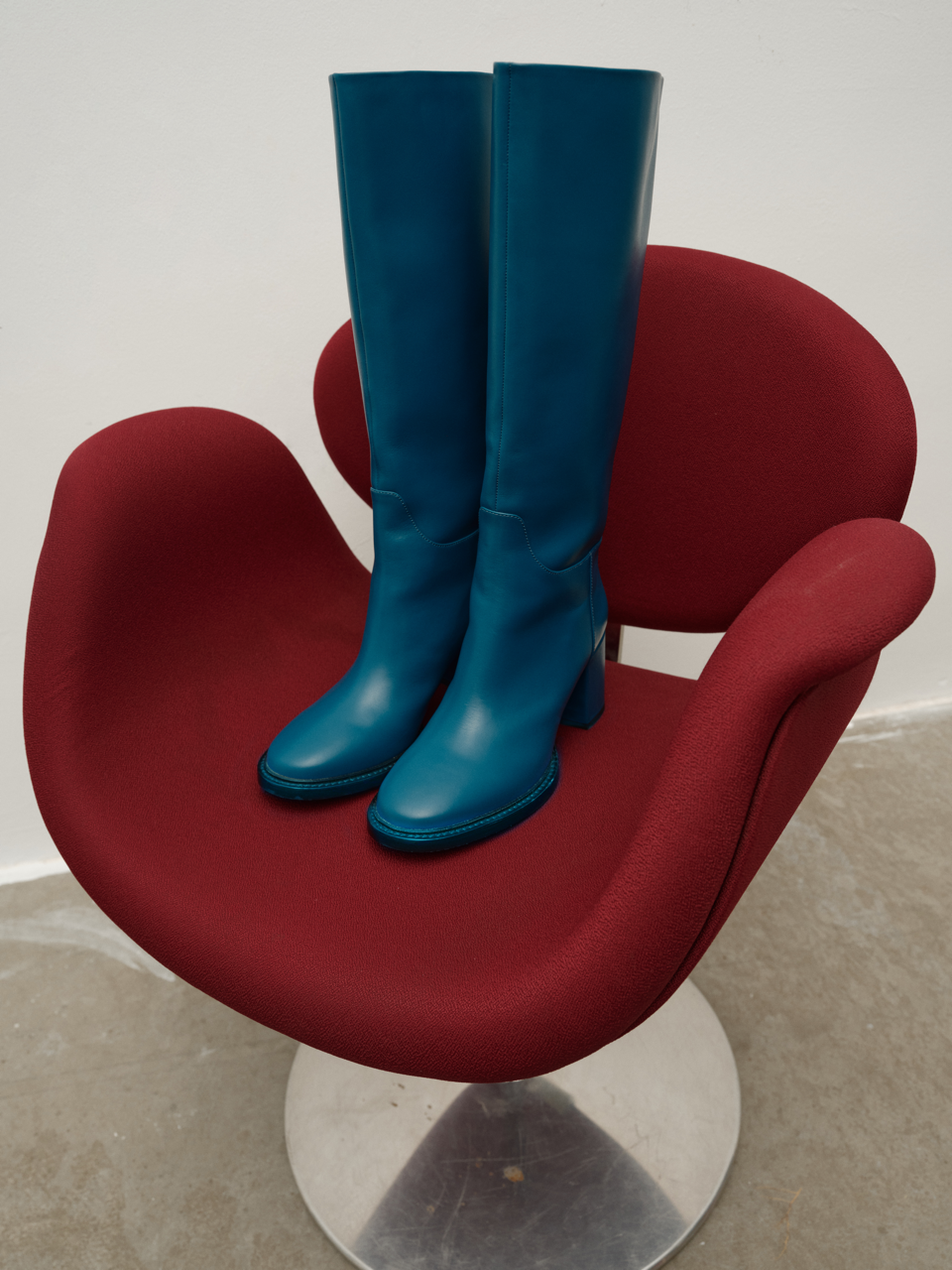 Leather Round-Toe Chunky Heel Boots, British Style Knee-High Riding Boots