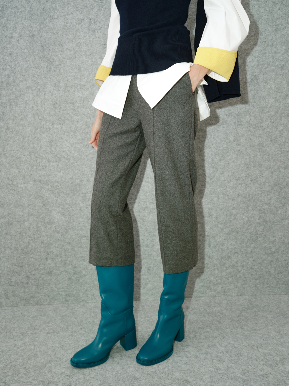 Leather Round-Toe Chunky Heel Boots, British Style Knee-High Riding Boots