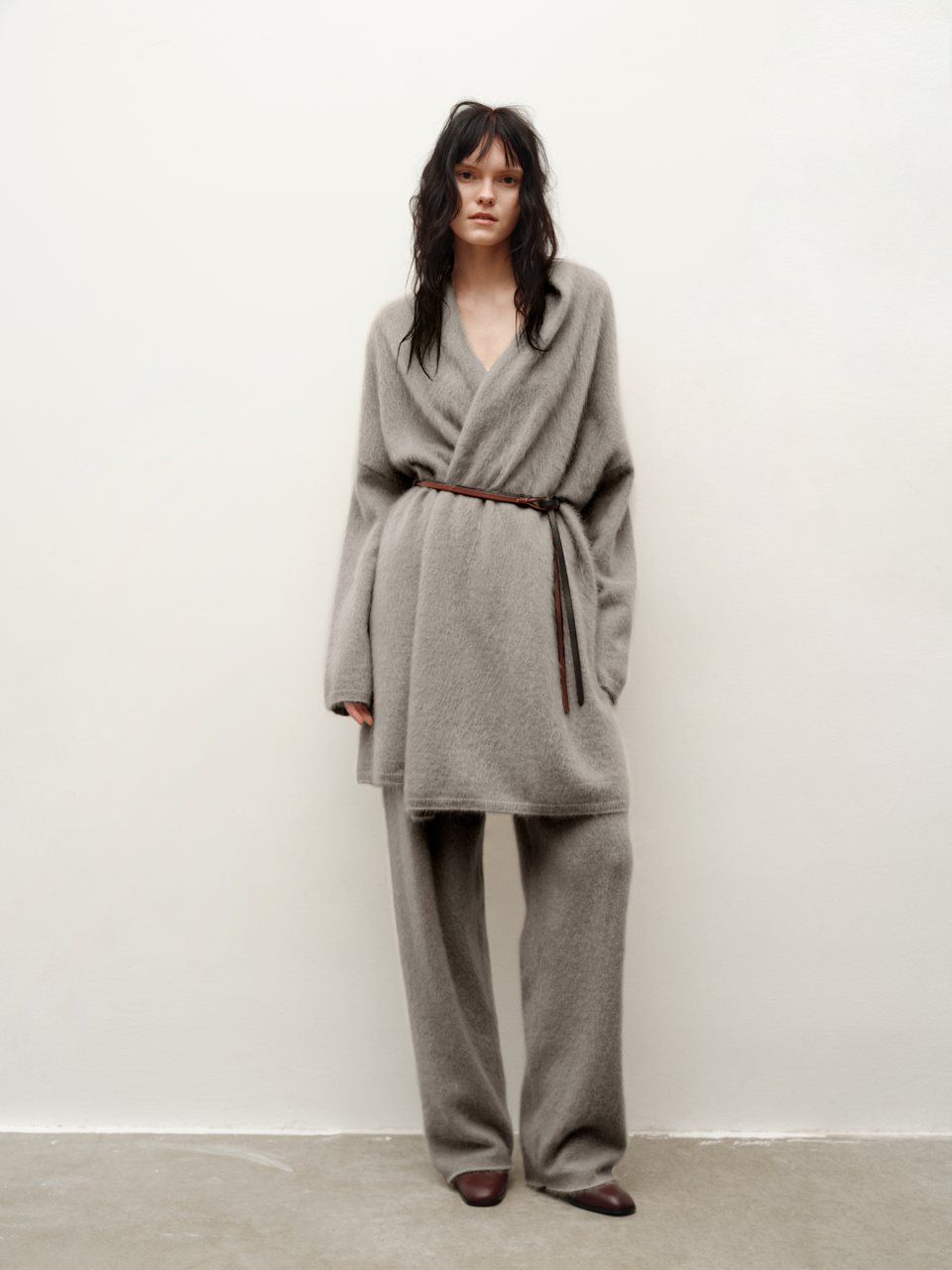 Tibetan Plateau Traceable Yak Down Series Oversized Robe Coat with Long Pants Set
