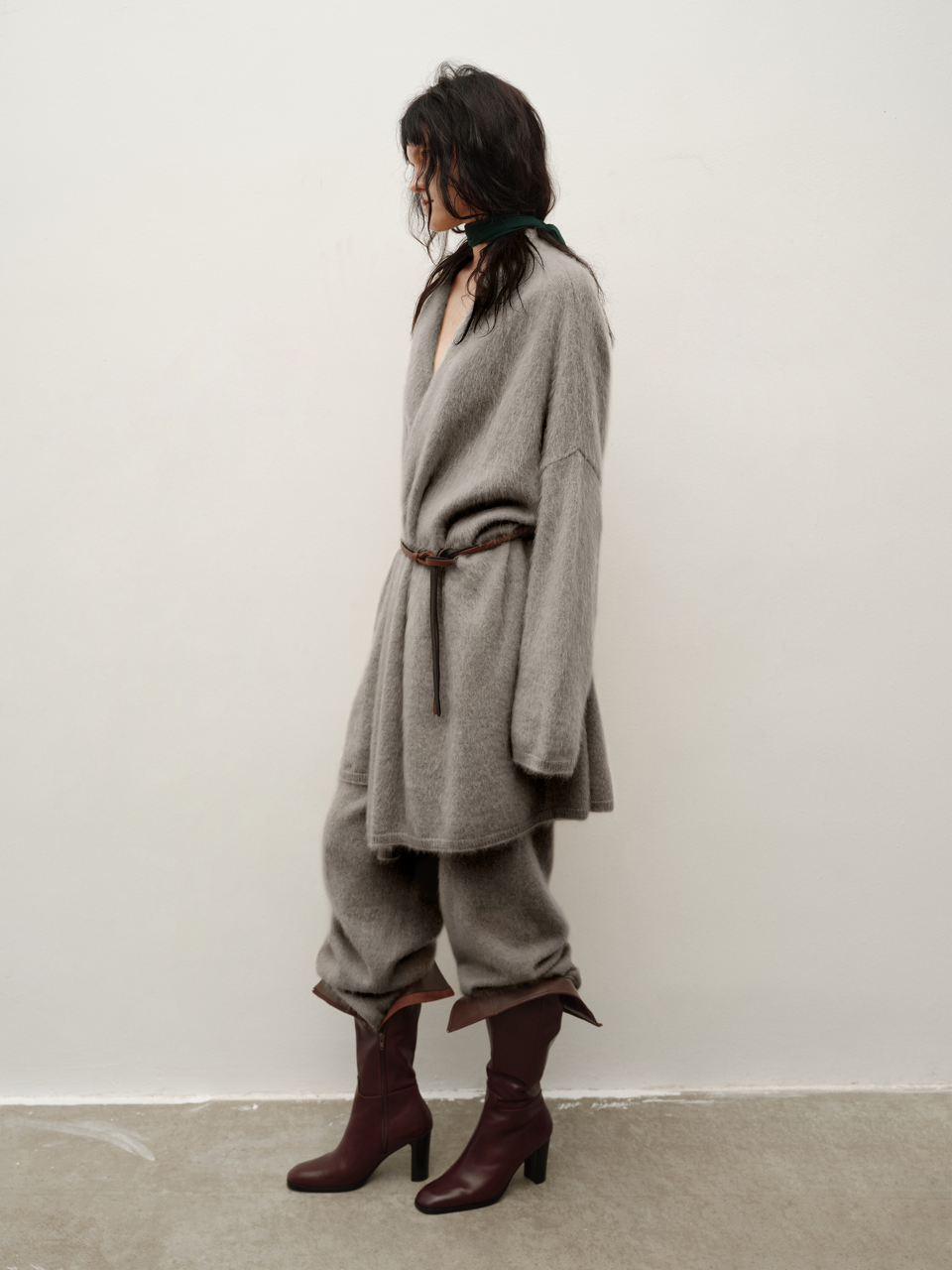 Tibetan Plateau Traceable Yak Down Series Oversized Robe Coat with Long Pants Set