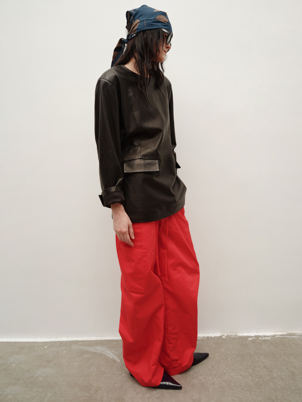 Spanish Lambskin Classic Wide-Shoulder Pullover Oversized Leather Jacket