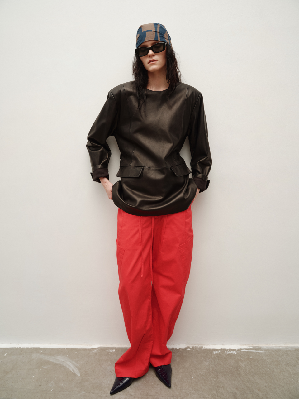 Spanish Lambskin Classic Wide-Shoulder Pullover Oversized Leather Jacket