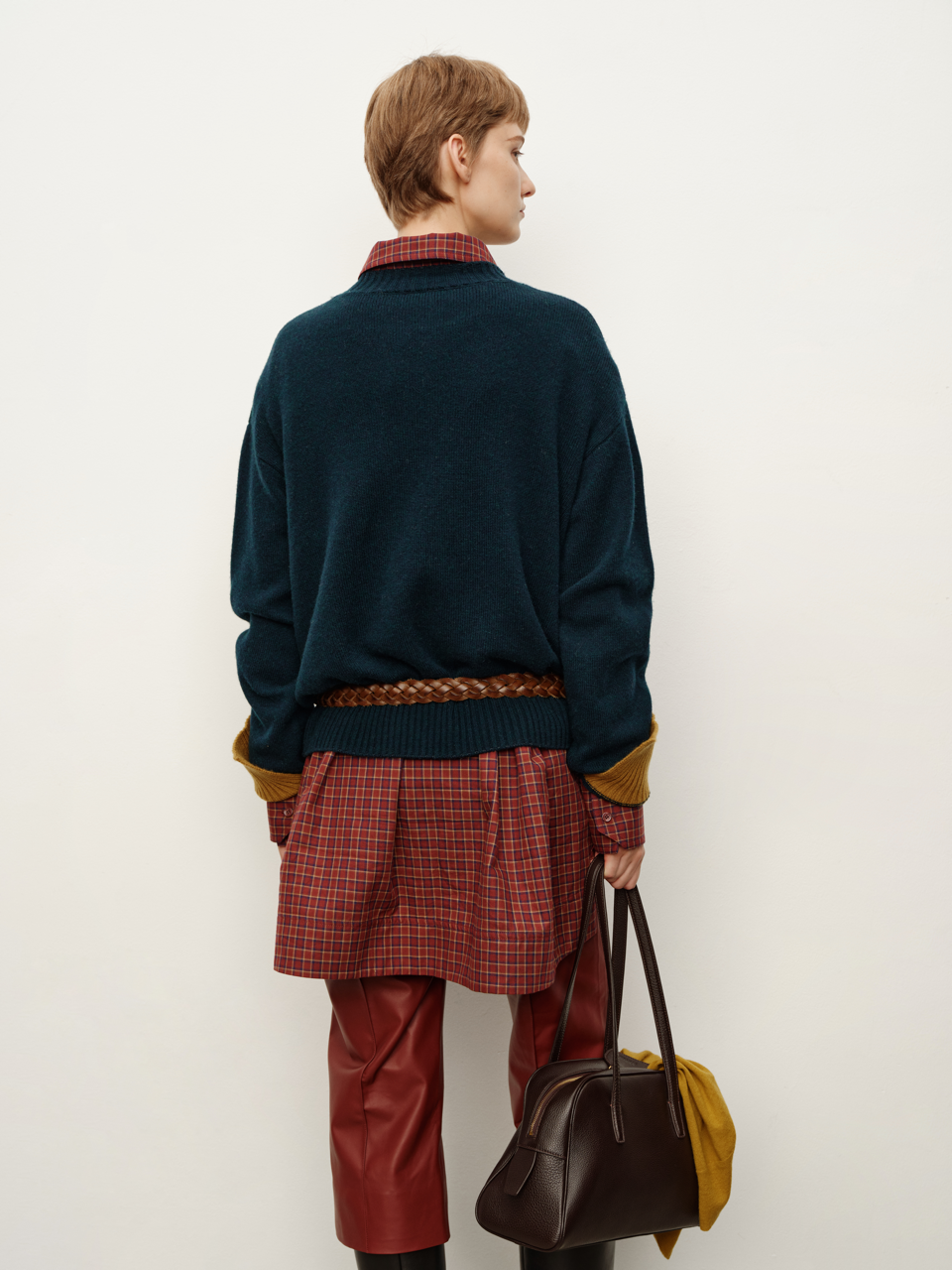 Runway Edition City Boston Series Imported Spanish Lychee Leather Long Strap Minimalist Shoulder Bag