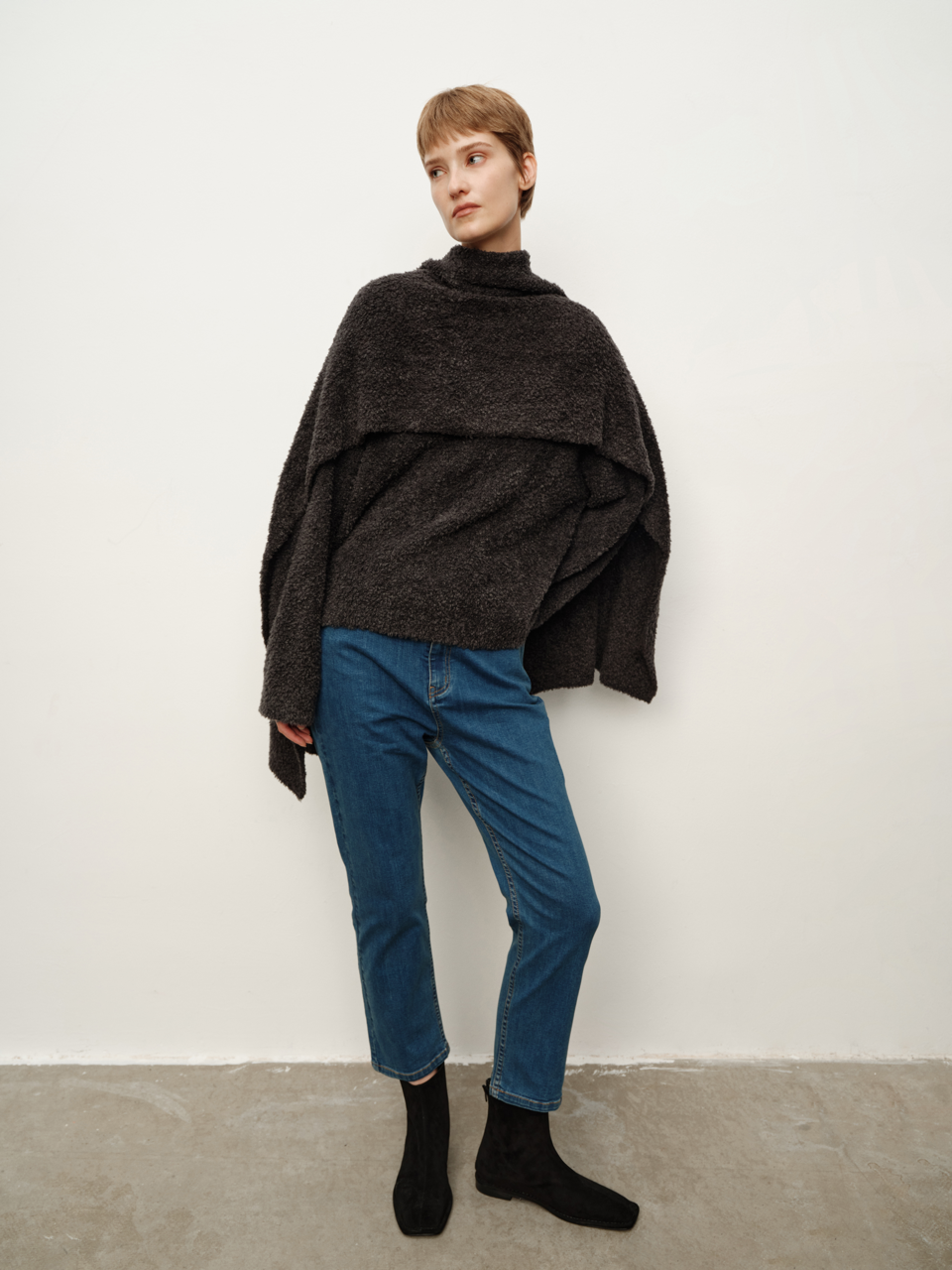 Suede Goatskin Square-Toe Hidden Wedge Ankle Boots, Fashion Velvety Short-Cuff Boots