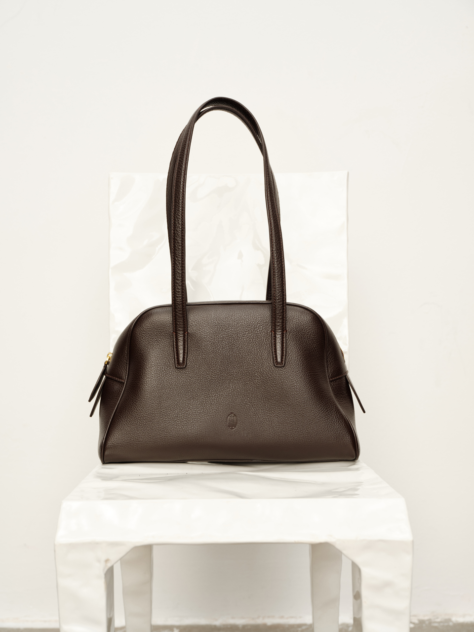 Runway Edition City Boston Series Imported Spanish Lychee Leather Long Strap Minimalist Shoulder Bag