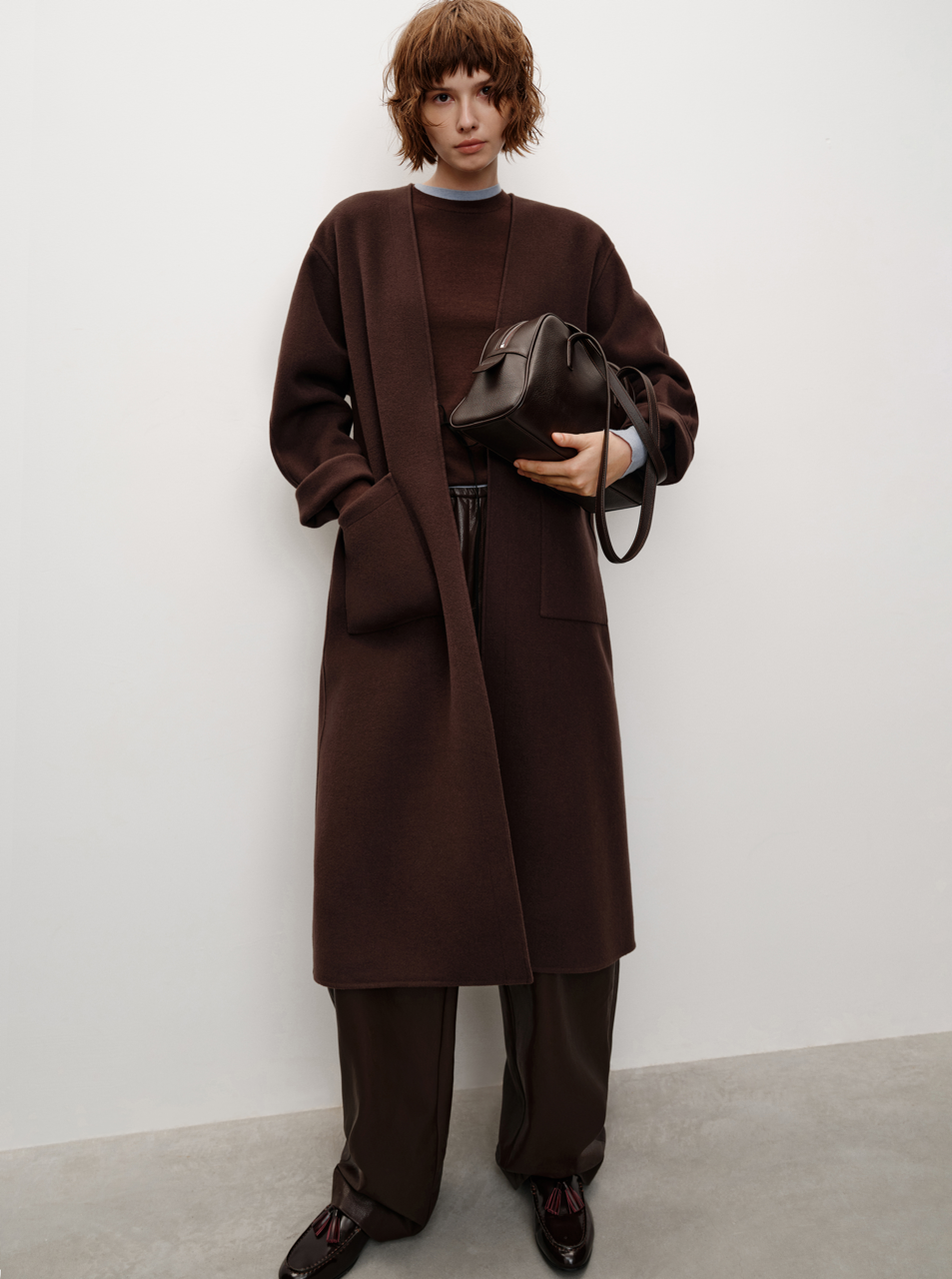 Runway Edition City Boston Series Imported Spanish Lychee Leather Long Strap Minimalist Shoulder Bag