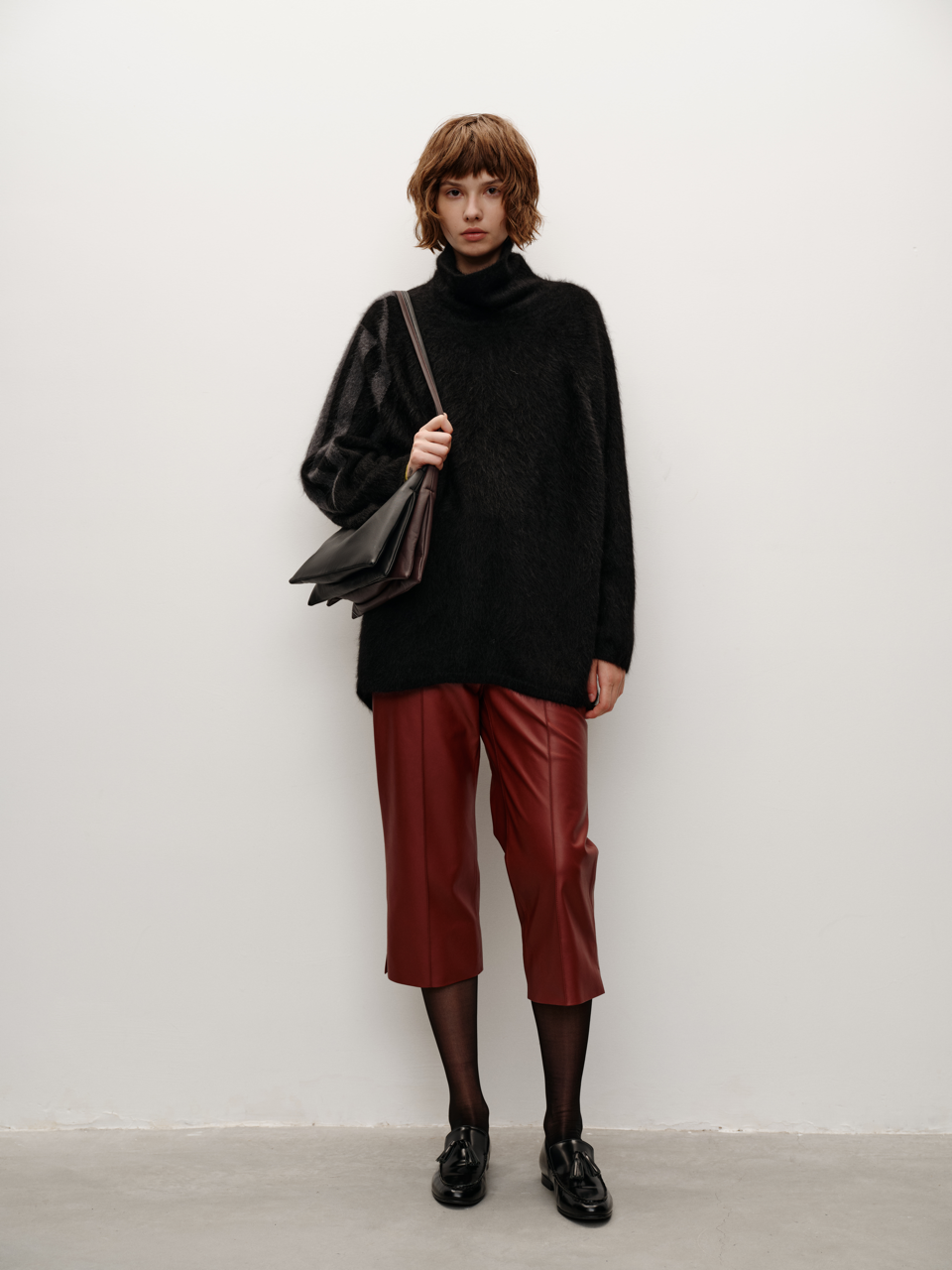 Runway Collection Tibetan Plateau Traceable Yak Down Series Asymmetrical Layered High-Neck Oversized Sweater