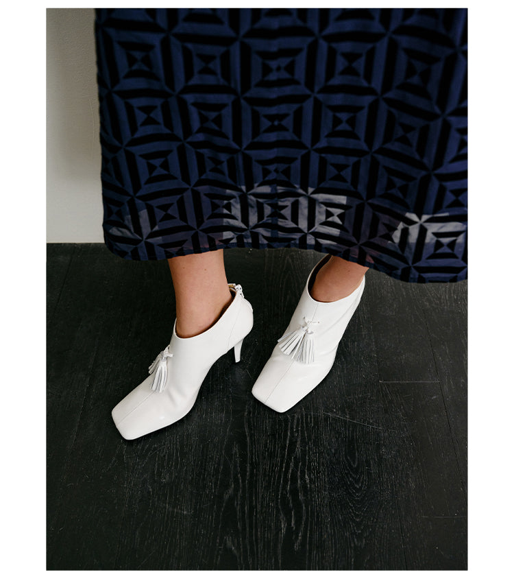 Top-Grain Leather Square-Toe Ankle Boots