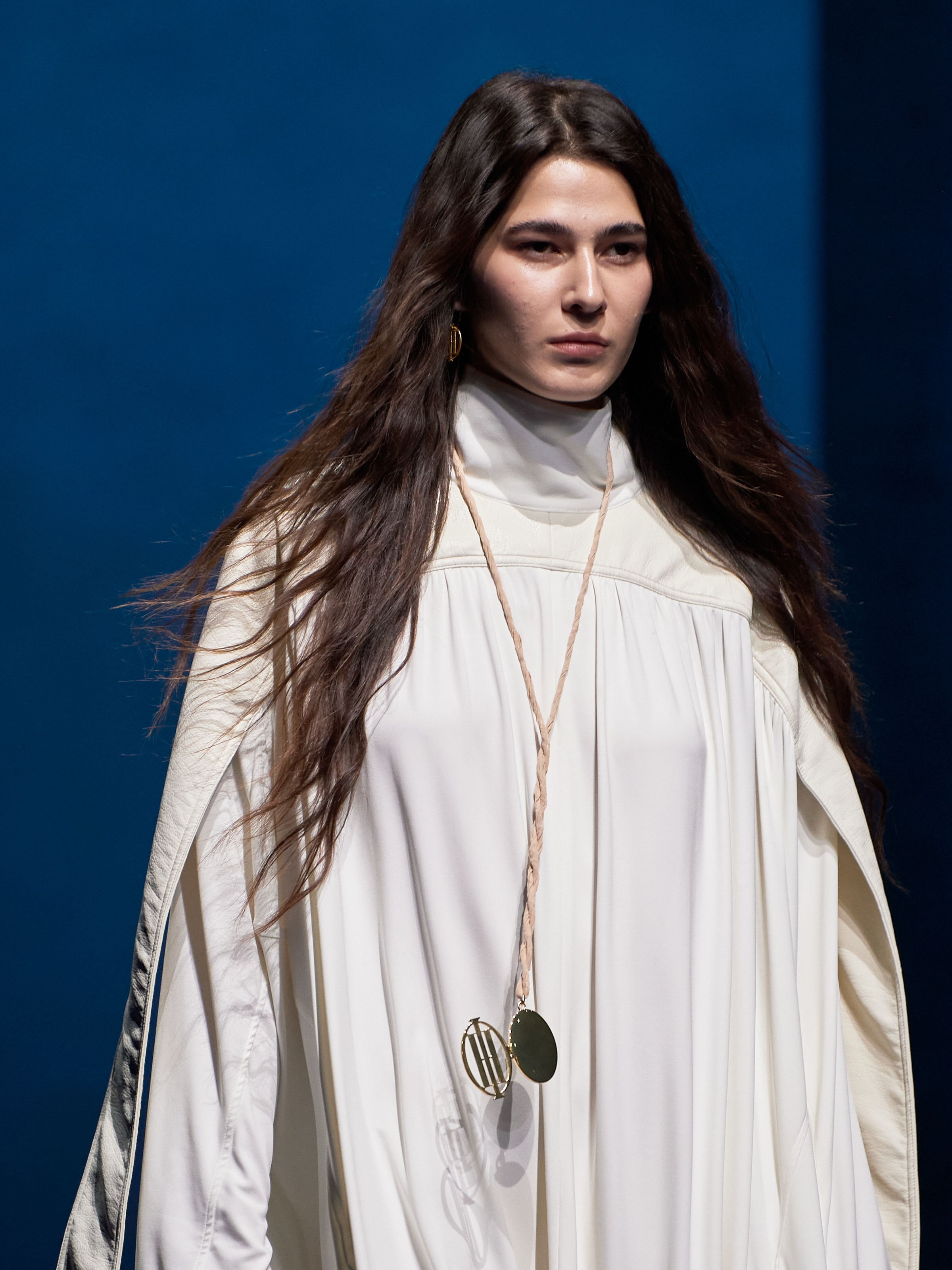 Runway Limited Edition Gold-Plated Hollow Mirror Pendant Long Necklace