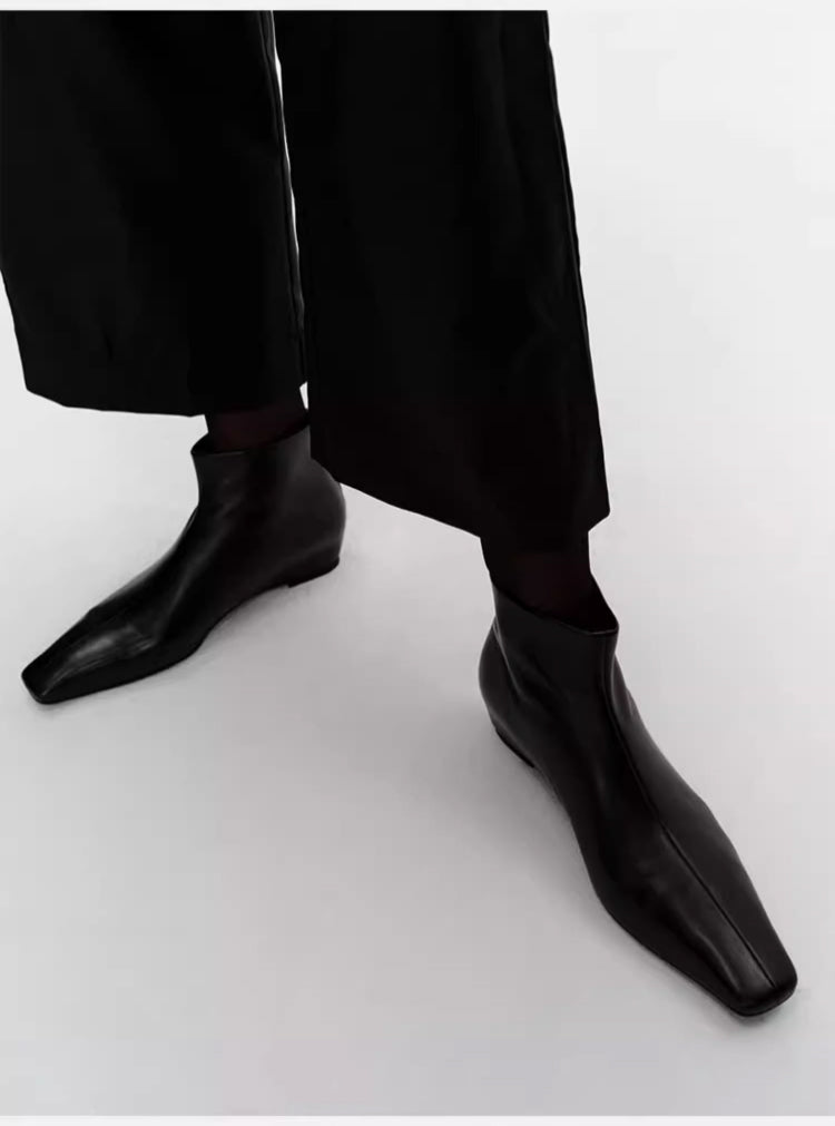 Pointed Square-Toe Hidden-Wedge Ankle Boots