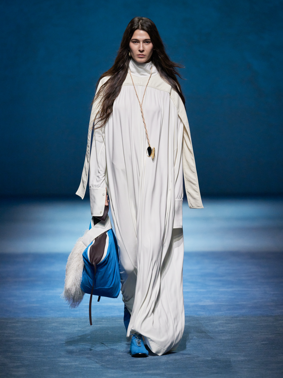 Runway Limited Edition Gold-Plated Hollow Mirror Pendant Long Necklace