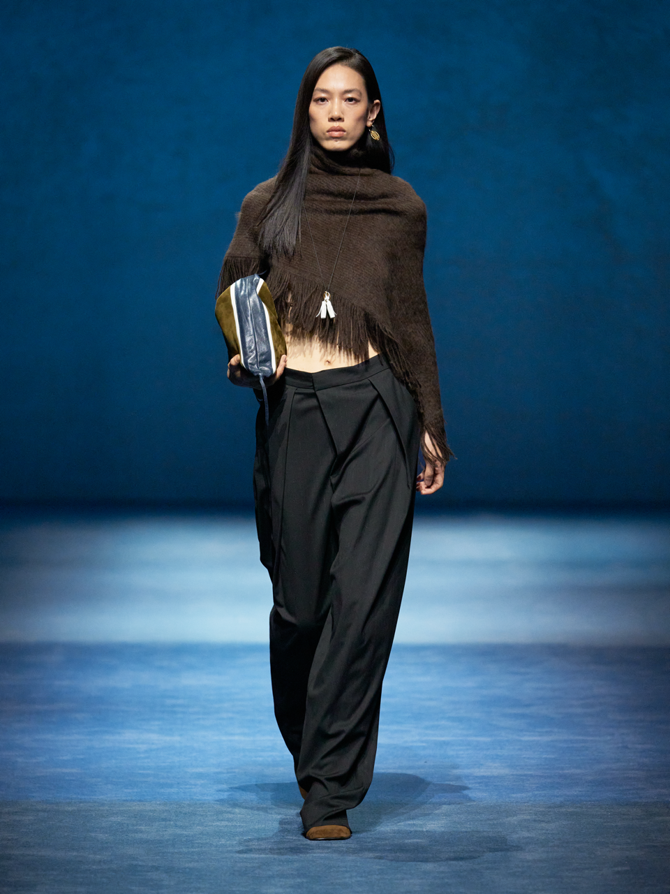 Runway Collection Tibetan Plateau Traceable Yak Down Series Long Fringe Cape Knitted Sweater