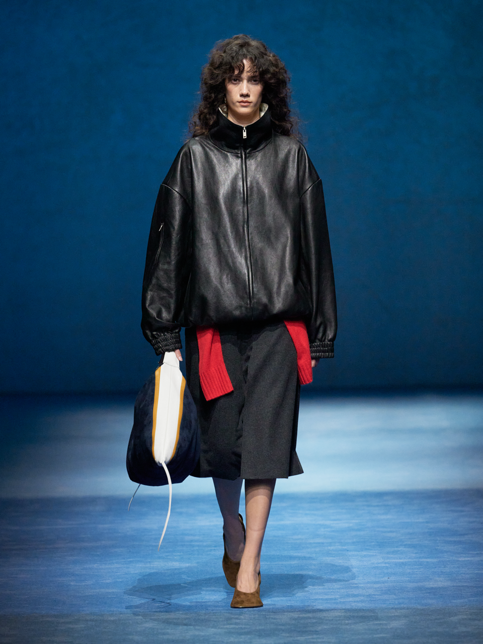 Spanish Lambskin Minimalist Stand Collar Reversible Short Jacket, Oversized Leather Coat